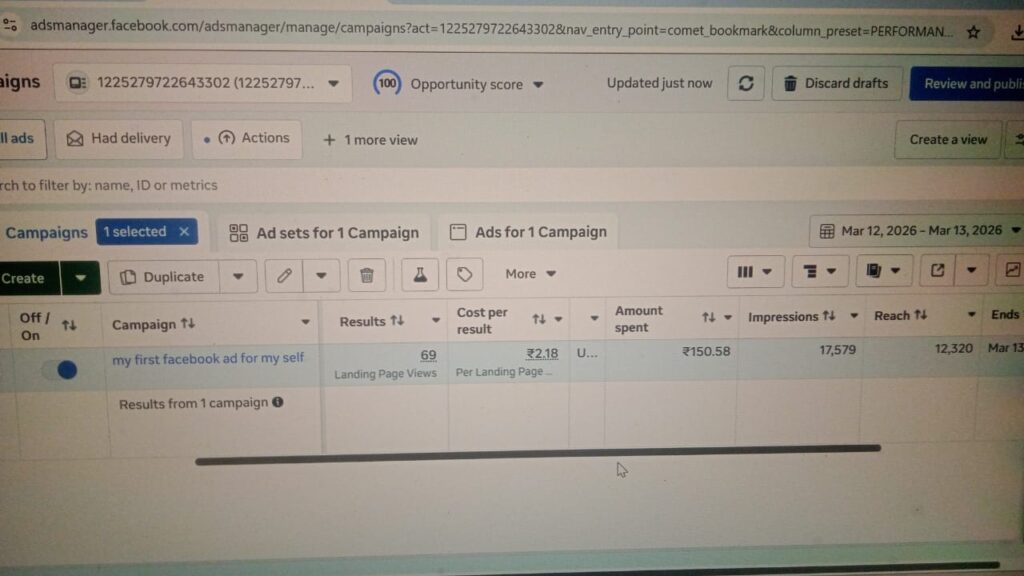 my first facebbok add for traffic